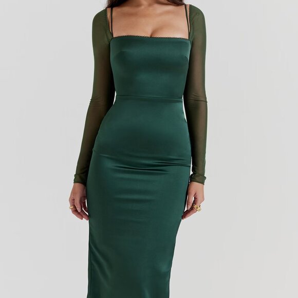 House of CB Ellica Emerald Green Midi Dress - Picture 2 of 11